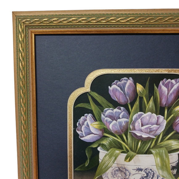 Christian Scripture Framed Picture Purple Floral Tulips Ps 44:21 Inspirational - Picture 6 of 13